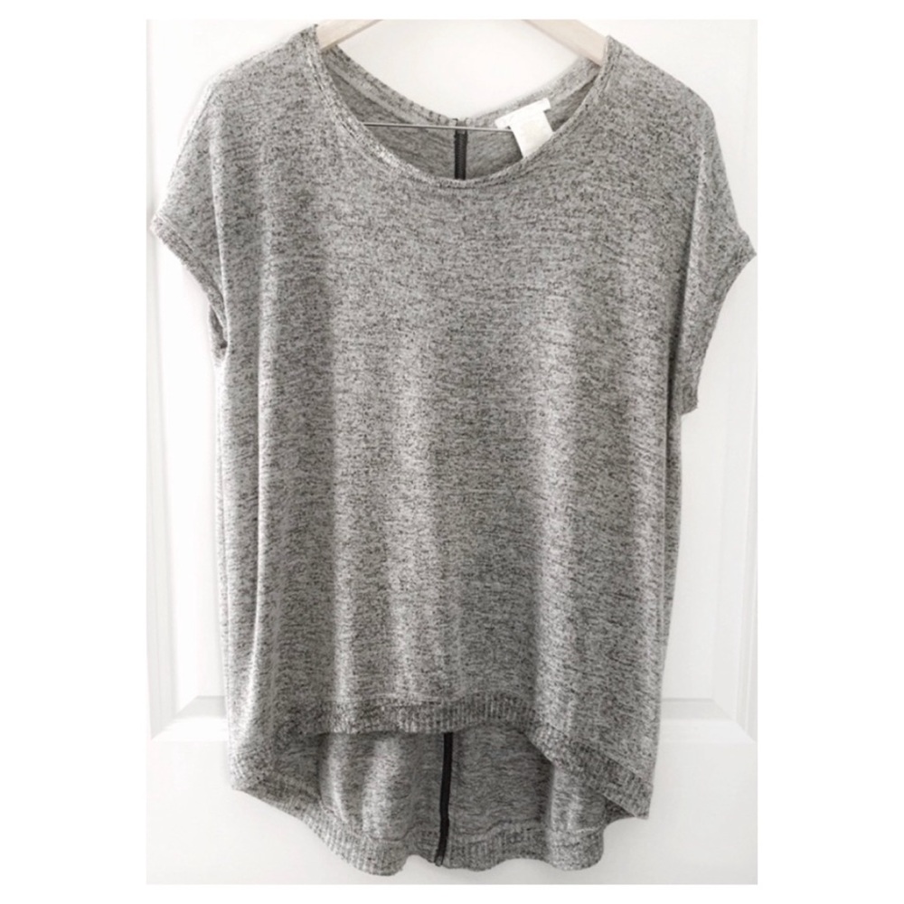 [Matty M] Soft Zip-Up Back High-Low Sweater